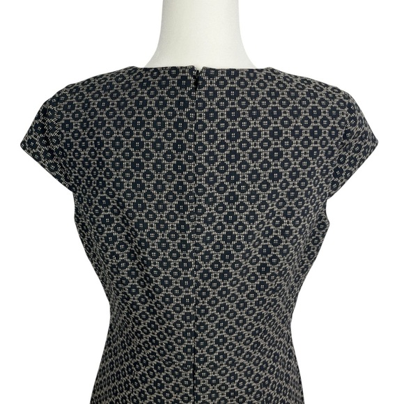 NWT BROOKS BROTHERS Women's Navy Blue Geometric Pattern Sheath Midi Dress 10 - Picture 6 of 13